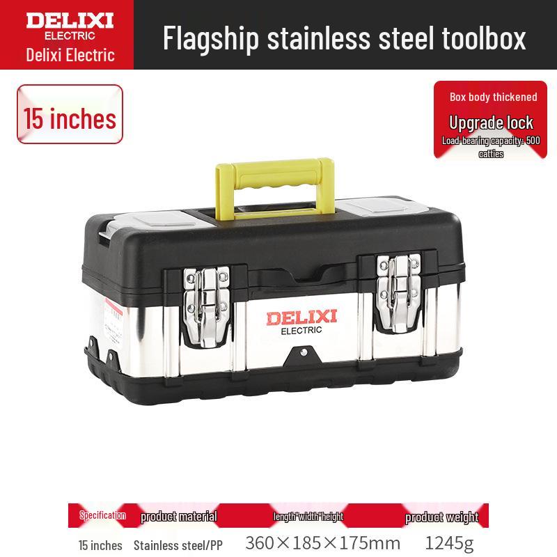 Delixi Portable Stainless Steel Multi-Tool Box - Industrial & Household Use