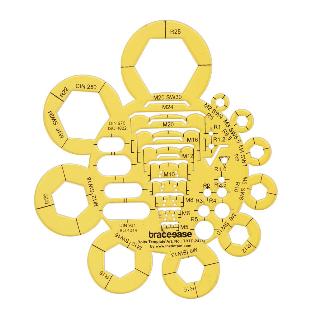 Traceease Electrical Drafting Bolts Template Drawing Stencil,Designing Template Measuring Ruler