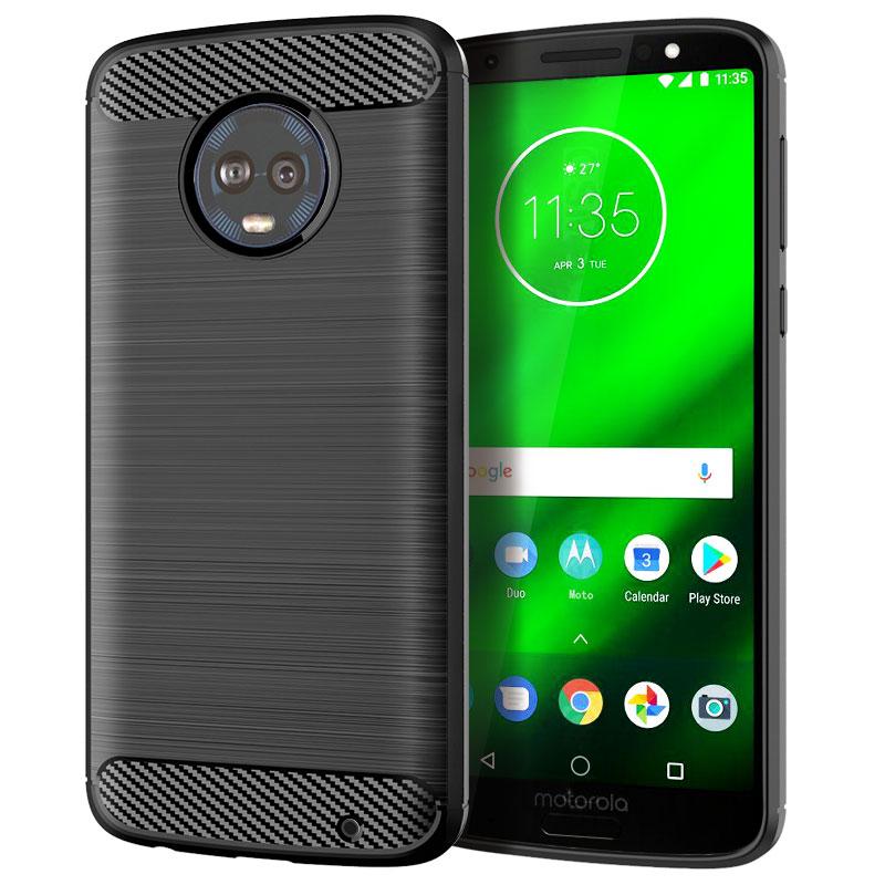 

Ударопрочный чехол из углеродного волокна для Moto G6 Plus G6+ Матовая текстура резиновый силиконовый чехол для moto g6 plus g6+ Мягкий чехол для телефона Moto G6 Plus чёрный