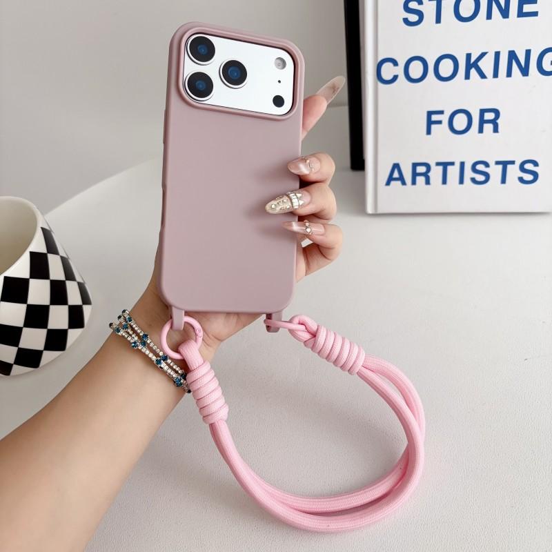 Lanyard Case For iPhone 17 Pro Max Air 11 12 13 14 15 16 Plus Candy Shockproof Wrist Strap Soft Silicone Anti-Loss Cover Funda