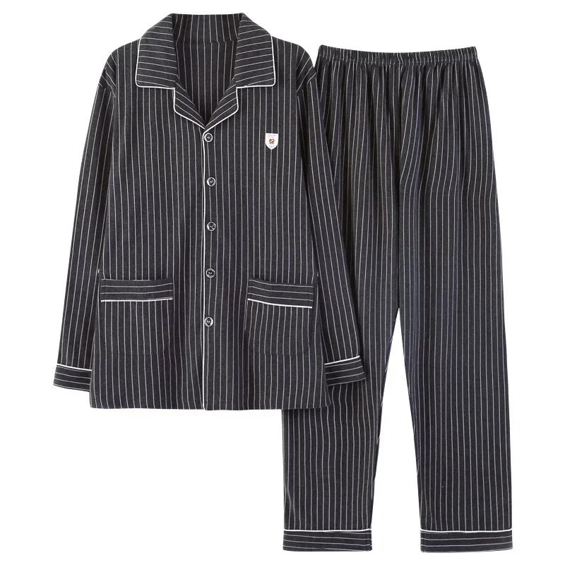 Men's Pajamas Set Long Sleeve Cotton Overalls Pajamas Fall and Winter Casual Wear Men's Loungewear Casual Wear