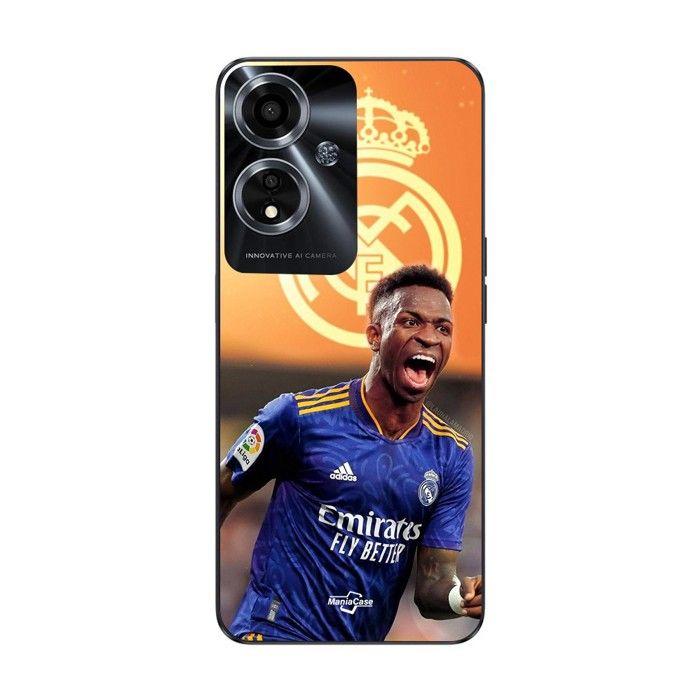 Coque pour Oppo A59 5G Vini JR Wallpaper Real Madrid Bleu et jaune