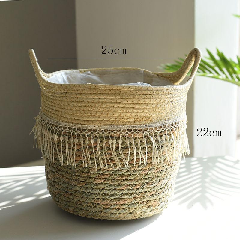 Oversized Straw Pot Extra Large Potted Plant Green Plant Flower Basket Plant Basket Woven Floor-to-Floor Indoor Bonsai