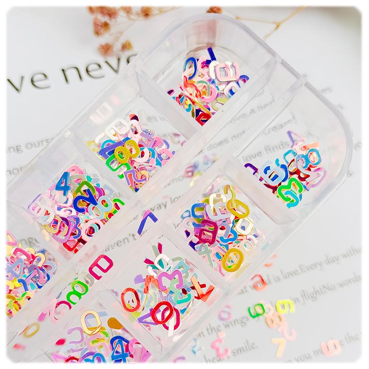 YALEDUO Digital 6MM Iridescent 0-9 Number Sequins for Nail Art DIY Glitter.