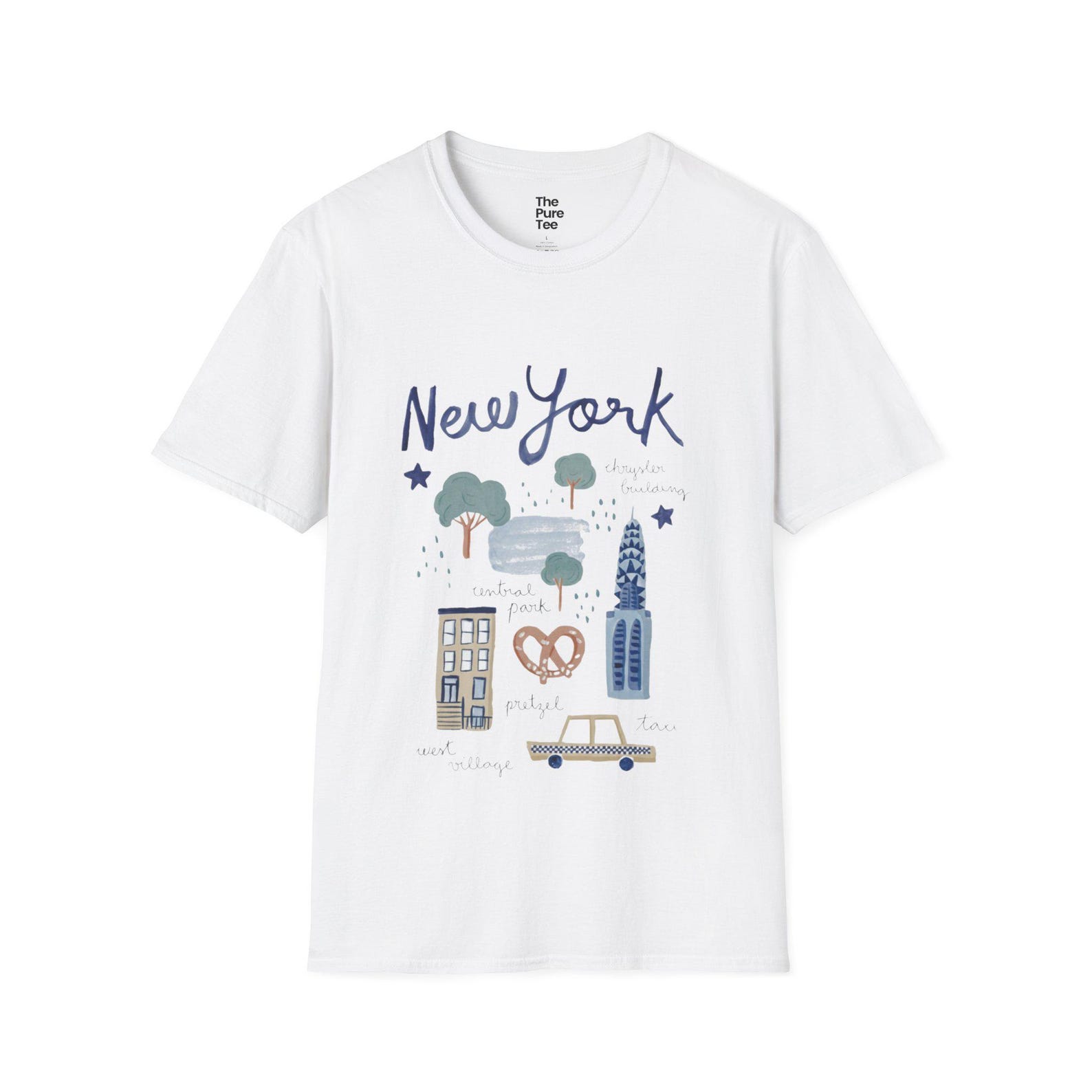 NYC Illustration T-Shirt, New York Travel Souvenir 3XL