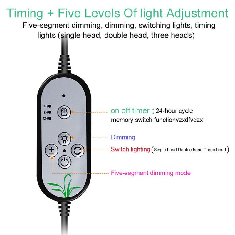 DC 5V USB Timer LED Grow Light Yellow Light Plant Flower Growing Phytolamps Desktop Clip Phyto Lamps Indoor Greenhouse