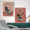 Vintage Friseursalon Poster Klassischer Friseurstuhl Werkzeuge Herrenrasur Drucke Leinwandmalerei Wandkunst Bilder Heim Wohnzimmer Dekor