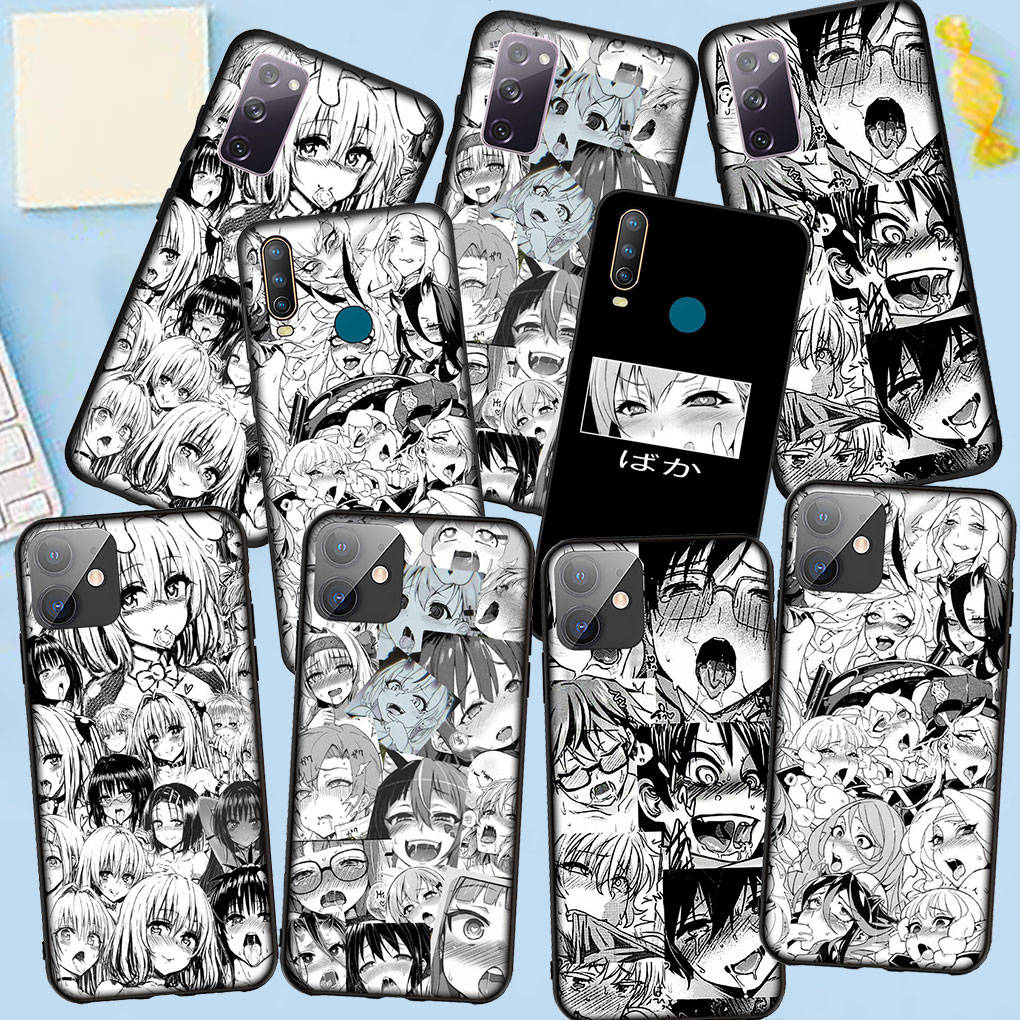 Case for Samsung Galaxy S25 S24 S23 iPhone 16 15 Xiaomi Redmi Note 14 13 12 16E 11 Pro Max OPPO Moto Huawei Ahegao Hentai Manga Anime Girl Waifu Cover