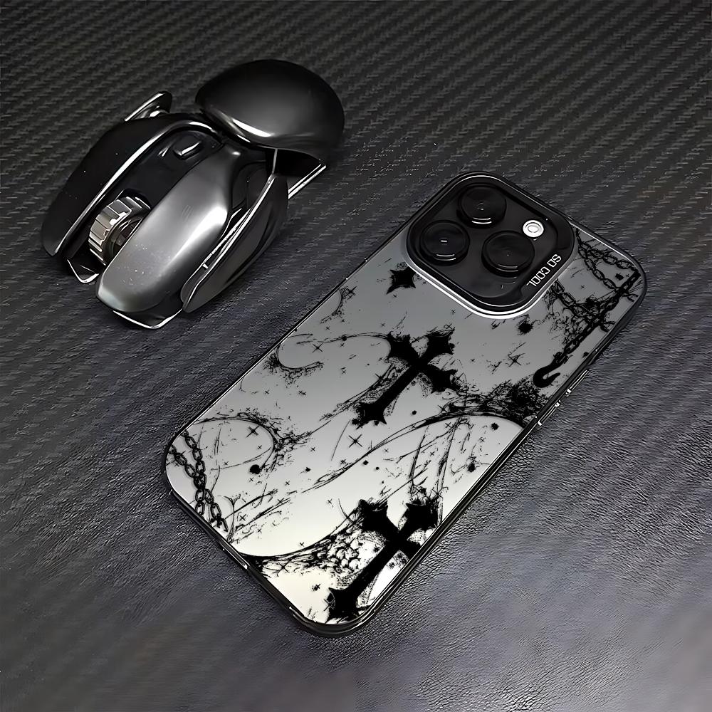 Phone Case For iPhone 17 16e 16 15 14 13 12 11 mini Pro Max X XR 8 7 Air Plus Anti Fall Matte Back Cool dark gothic cross mark