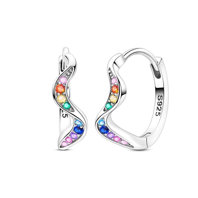 New 925 Silver Earrings Simple Bow Strawberry Butterfly Hoop Stud Earrings for Wedding Party Women Jewelry Girls