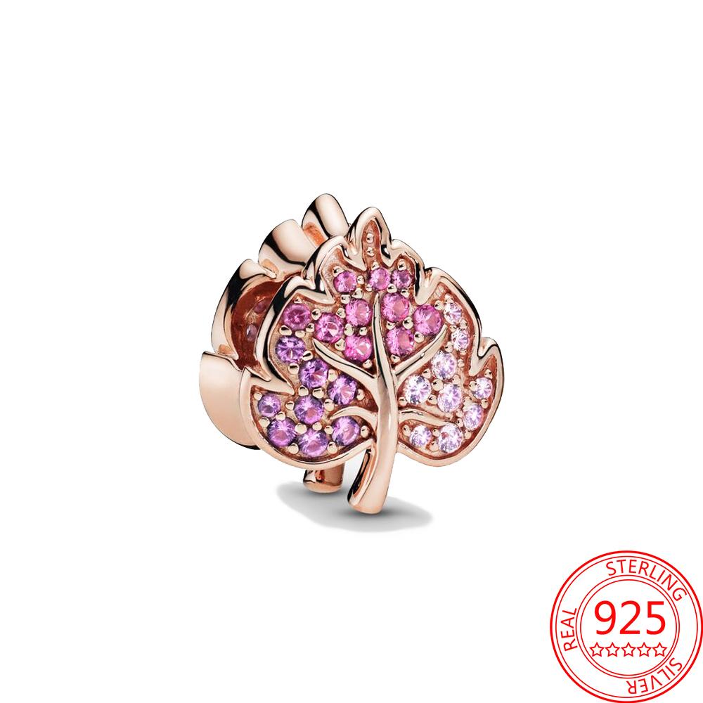 Classic 925 Silver Rose Gold Heart&Ball&Lucky Bead Charm Fit Bracelet DIY Jewelry