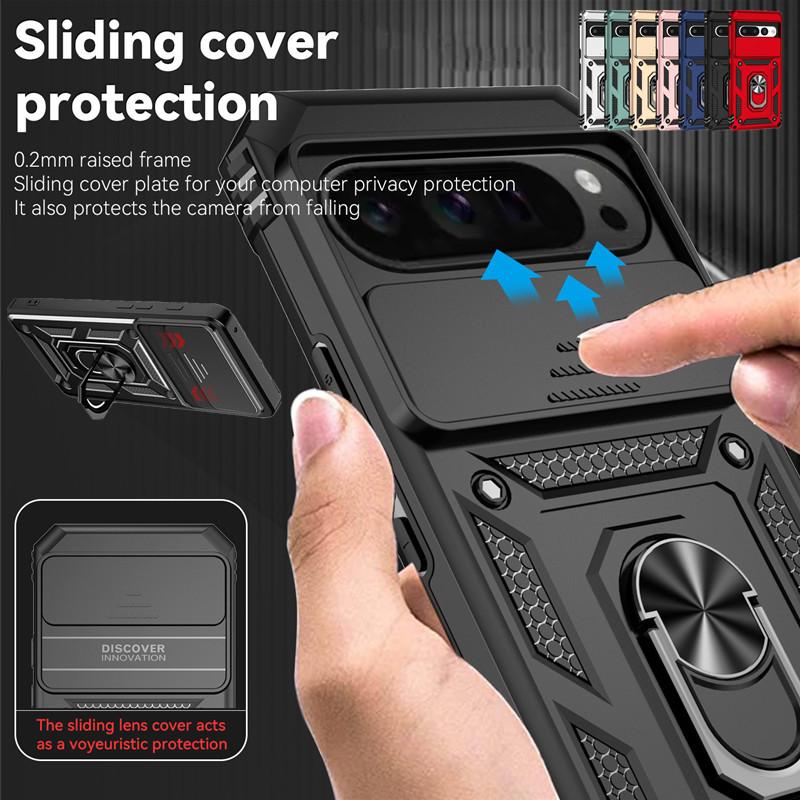 

Military Armor Case For Google Pixel 9 Pro XL 8A 7A 6A 8 7 6 Pro Cover Protection Ring Stand Holder Coque Funda Google Pixel 9 чорний