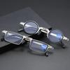 Tragbare faltbare Lesebrille mit Etui, Blaulichtfilter, Metall, faltbar, für ältere Menschen, Presbyopie, für Mann und Frau