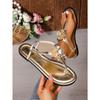 Flat Heel Sandals Women's Summer New European and American Foreign Trade One Line Buckle with Flip Toe Herringbone Beach Large Size Sandals