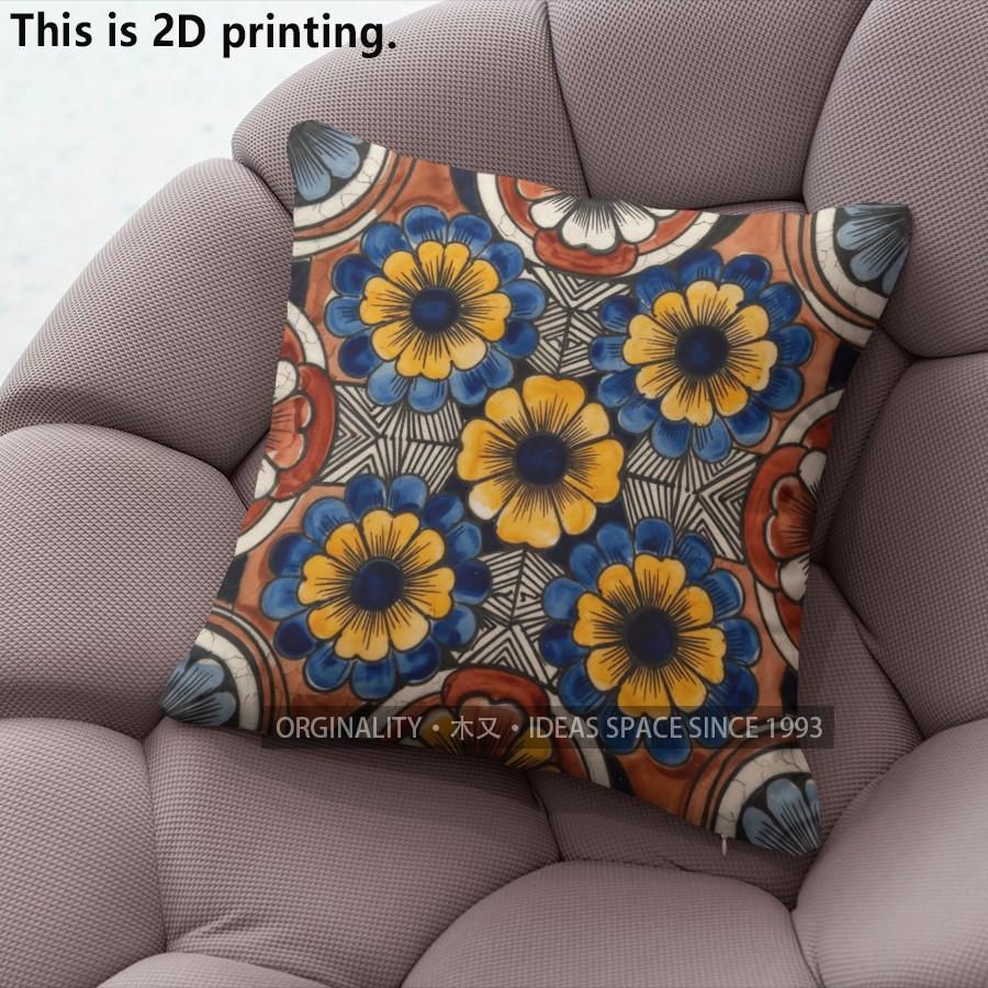 Bohemian Floral Tile Throw Pillow Covers Pattern Cushion Cover Suitable for Sofa Bedroom Car Pillow Cover