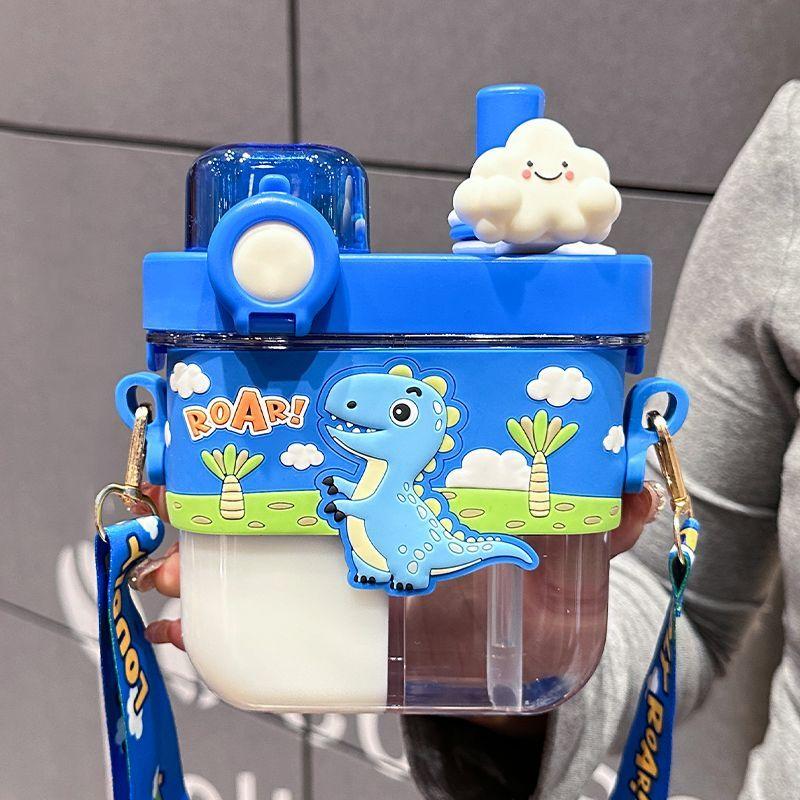 Kapybara Barn Tecknad Plast Mjölk Juicer Sugrör Mugg Söt Barn Enhörning Dinosaurie Dubbel Dricksvattenflaska Lättöppnad Vatten Cu