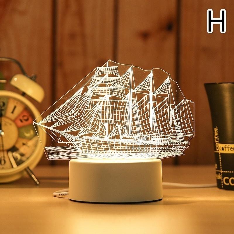Home Decor with USB Cable Creative 3D Visual LED Night Light Table Lamp Kids Boys Gift Smart Gadgets