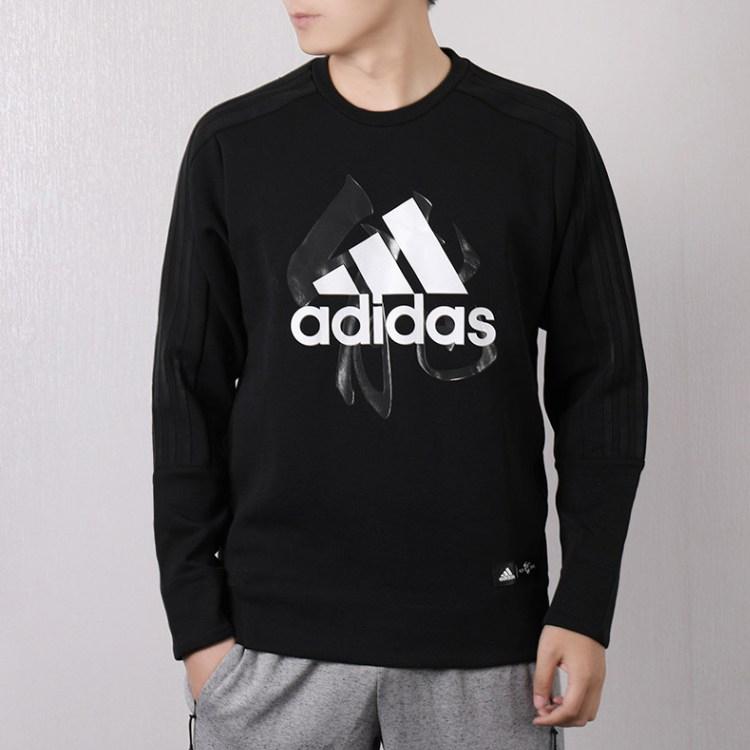 Adidas Crew Neck Pullover Sweatshirt Men Tops Black EA2107