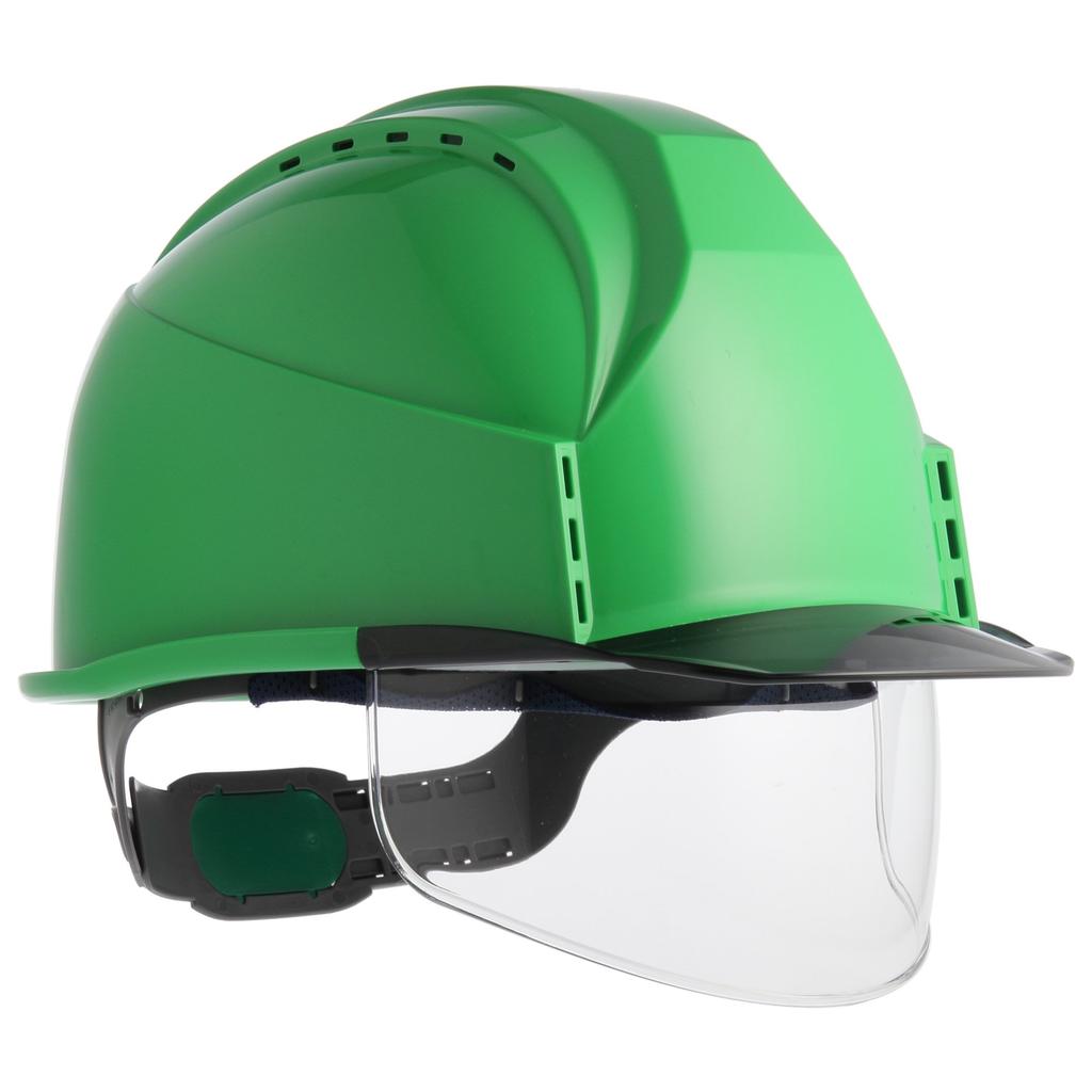 Sumibe Techno Plastic Helmet KKC3 Series with Ventilation Transparent Styrene Holes, Eaves, Liner, Midori/Smoke KKC3S-B-GR-S