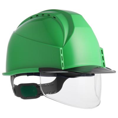 Sumibe Techno Plastic Helmet KKC3 Series with Ventilation Transparent Styrene Holes, Eaves, Liner, Midori/Smoke KKC3S-B-GR-S
