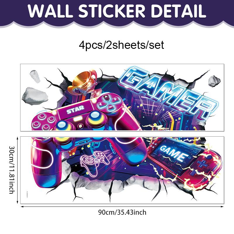 Wall Sticker Gaming 3D XXL Wall Sticker Gamer Self-Adhesiv 90x30cm 2sheets/set разноцветный