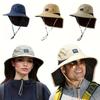 Unisex Zomer Breedgerande Waterdichte en Sneldrogende Panama Hoeden Outdoor Vizier Bucket Hats Mesh Ademende Zonnehoed met Nekflap