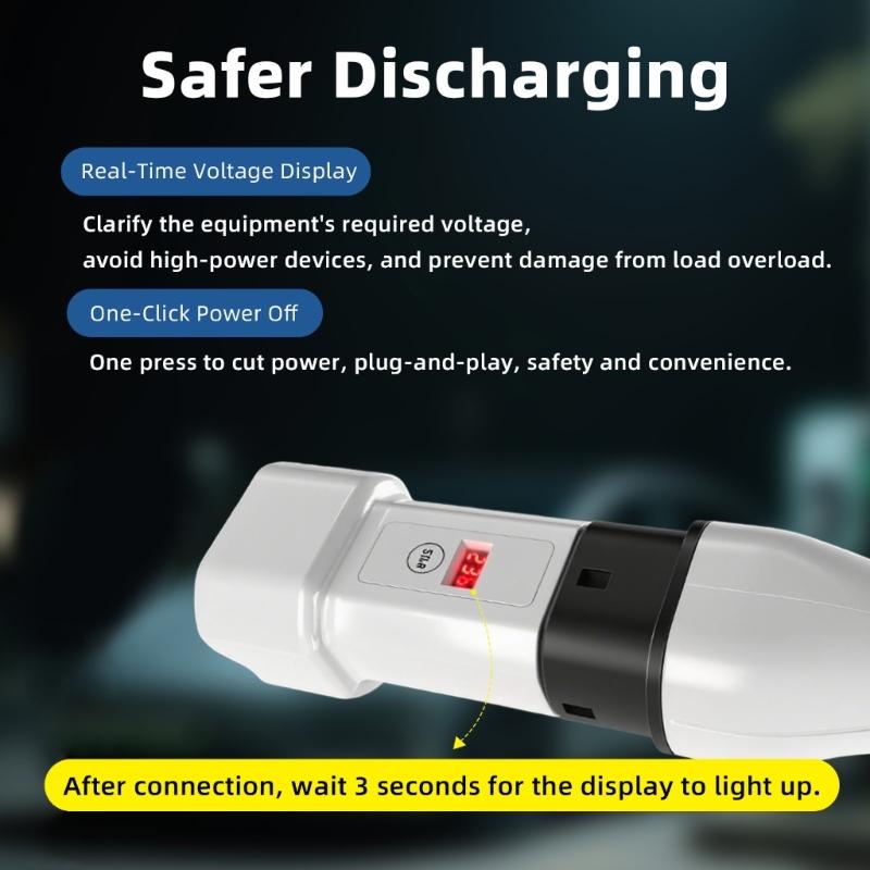 Adattatore di ricarica per veicoli elettrici da Tipo 2 a UK con display di tensione e pulsante di spegnimento per scooter elettrici e protezione migliorata