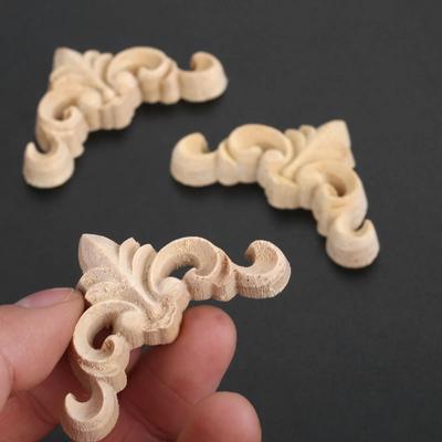4pcs or 1pc 4cm Woodcarving Corner Decal Unpainted Wood Carved Decal Onlay Applique Frame Furniture Cabinet Door Style