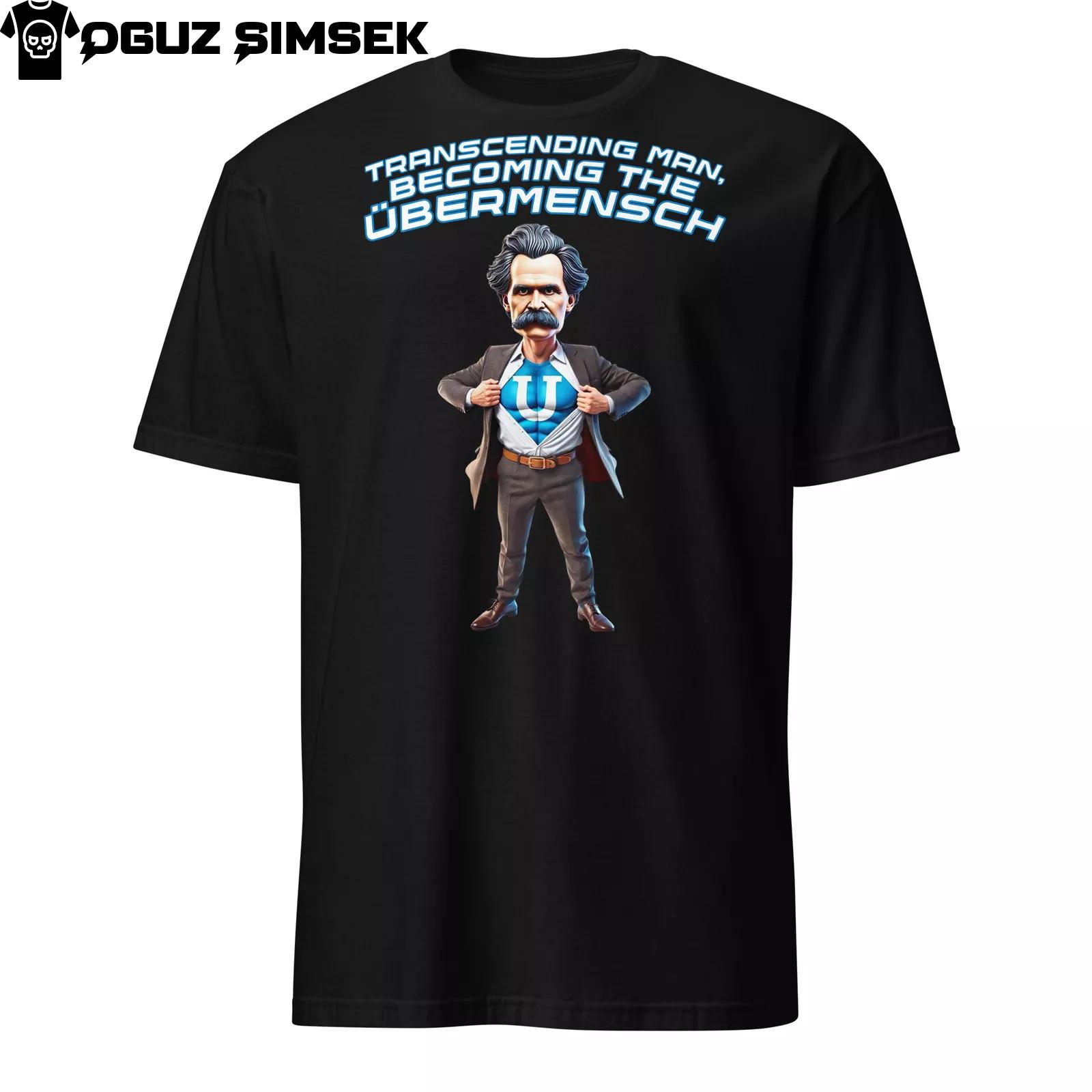 Nietzsche Superhero Übermensch T-Shirt Mens Womens Tees Top | Funny Philosophy Graphic Tee S-3XL 4XL