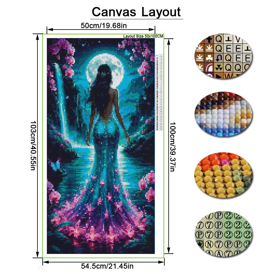 Mondfee Landschaft Große Größe Diamantmalerei DIY Voll Quadratisch Runde Bohrer Strass Stickerei Fantasy Göttin Mosaik Kreuzstich Sets Wanddeko