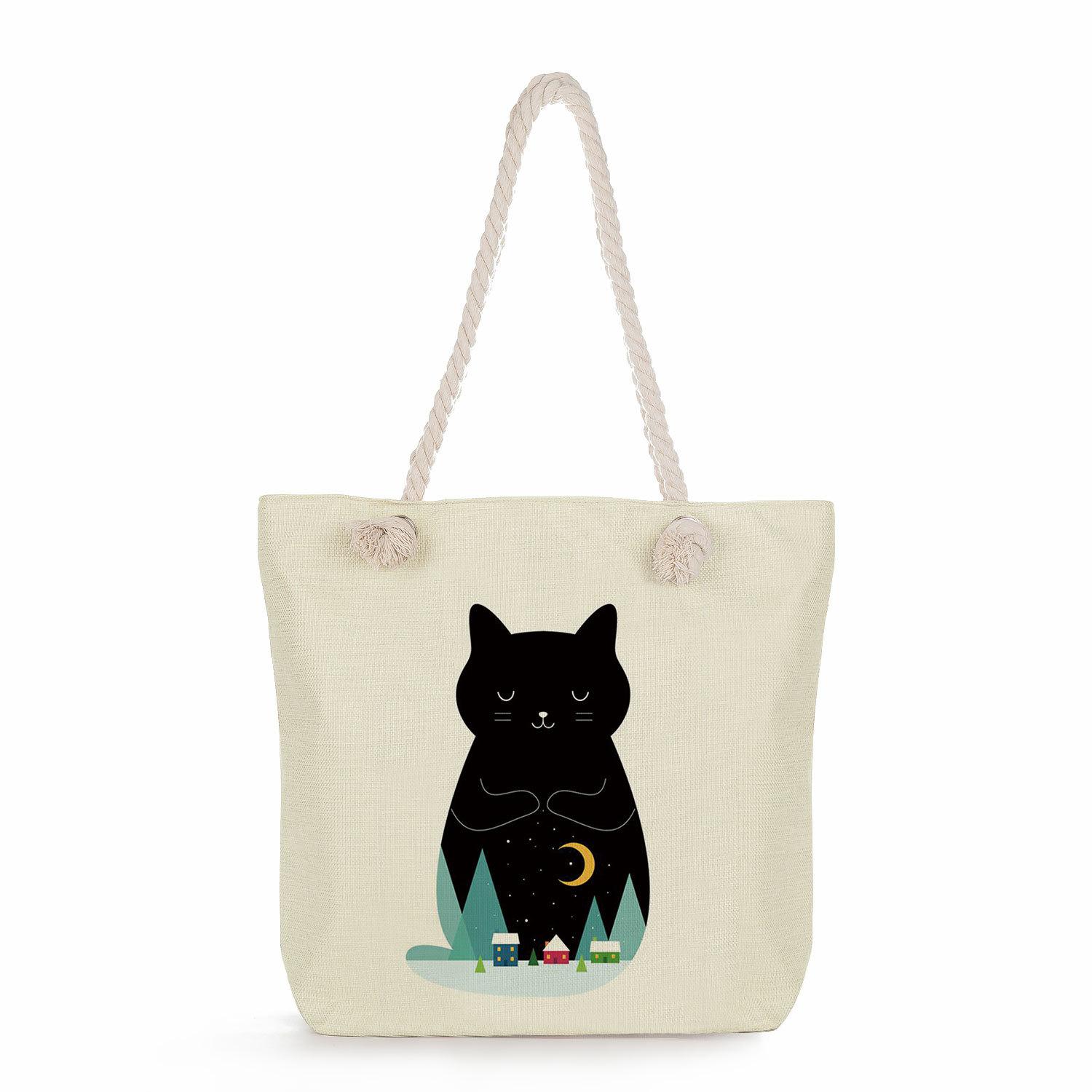 

Leopard print letters print thick rope single-shoulder beach bag 7295 KTB