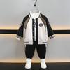 Stylish Boys Autumn Sports Set 2024 Trendy Kids Baseball Jacket Outfit Two Piece Suit
