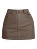 2024 Spring High Waist Black PU Leather A-Line Mini Skirt for Women