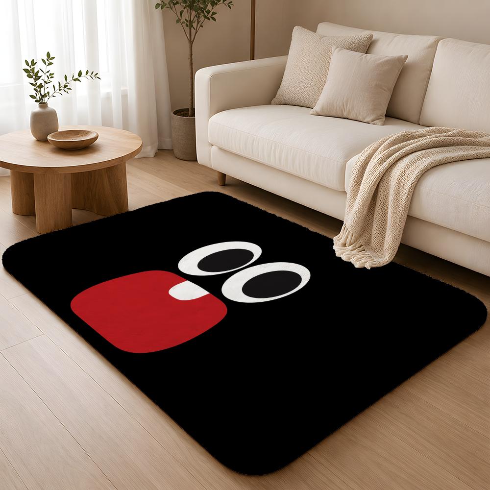 Cute Cartoon Eyes Floor Mat Flannel Rug Non Slip Absorbent Soft Washable For Entryway Hallway Bathroom Kitchen Decor