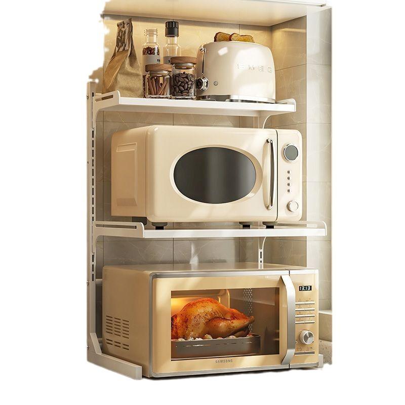 Table Top Multi-Layer Retractable Microwave Oven Thickened Storage Rack Kitchen Household Storage Oven Pot Rack Partition Rack