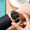 Men's Fashion Sport Stainless Steel Case Leather Band Quartz Analog Wrist Watch