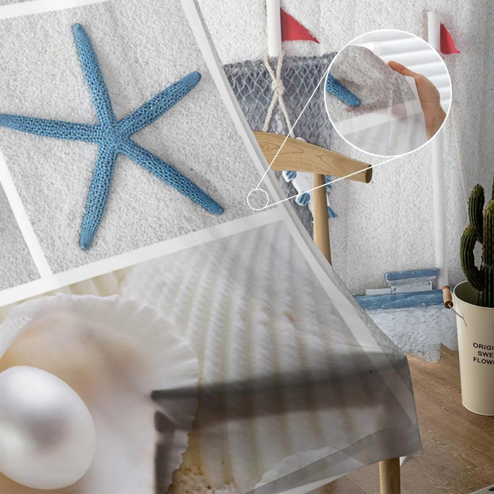 Mediterranean Lighthouse Starfish Tulle Curtains For Living Room Bedroom Kitchen Decoration Chiffon Sheer Voile Window Curtains