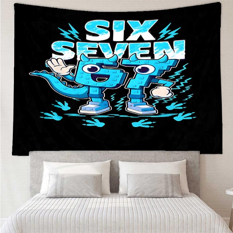 67 Print Tapestry, Backdrop, Easy Setup, Ideal for Bedroom, Office & Living Room, with Aesthetic Wall Hanging Decor.
