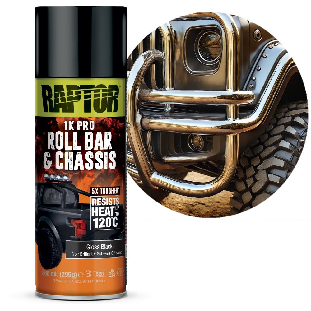 Raptor Lak Spray voor Ophanging en Buiswerk Zwart Glanzend