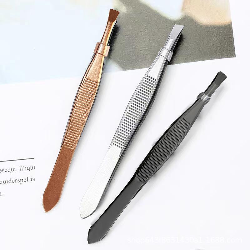 Stainless Steel Eyebrow Tweezers & Eyelash Curler Beauty Tools Set