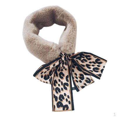 Scarf - Plush Leopard Ribbon Scarves for Winter Coat, Sweater, Blouse Shirt