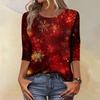 Women's Fashion Casual Christmas Tree Printed Round Neck Three-Quarter Sleeve T-Shirt Top