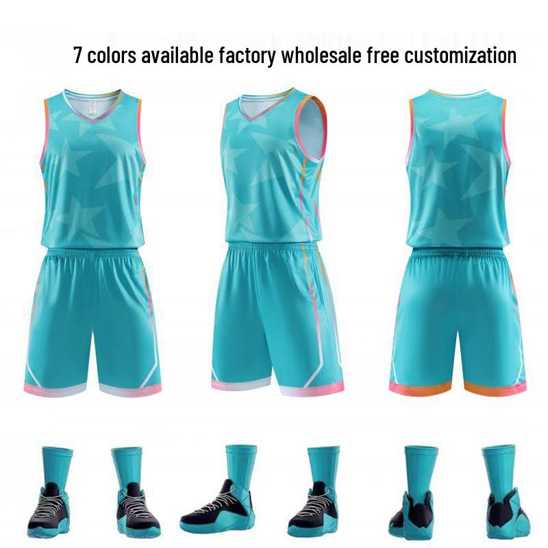 

Men s Quick-Dry Breathable Basketball Team Uniform Set 4XL світло-синій колір