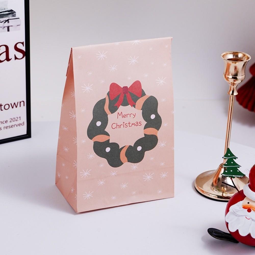 10pcs Reclosable Christmas Cookie Bag Kraft Paper Gift Favor Bags Candy Packag Bag New Year Decor