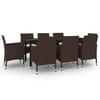 Vidaxl 9-Cz. Garden Furniture Set With Cushions, PE Rattan And Glass