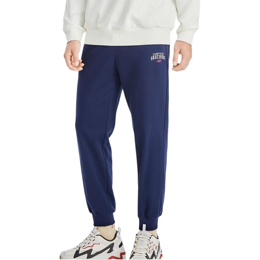 Skechers Sport Lifestyle Series Casual Versatile Simple Comfortable Knitted Sports Pants Men bottoms Navy-Blue L324M058-00DU
