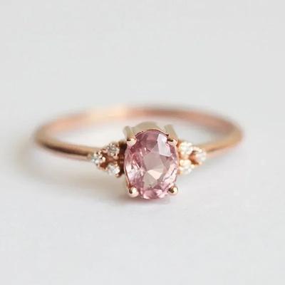 Trendy Women Ring Rose Gold Color Solitaire Oval Cubic Zircon Special Wedding  For  Wholesale New Arrival