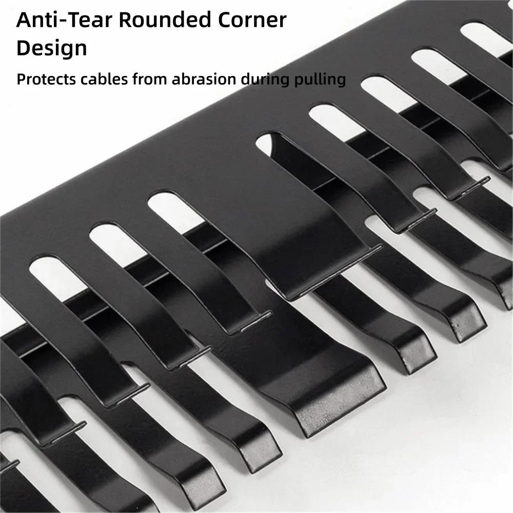 1U Cable Management Horizontal Mount 12/24 Slot Metal Wiring Duct 19inch Server Rack Wire Organizer Monitoring Center