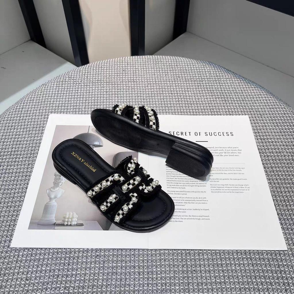Xiaoxiangfeng Fashion Cool Slippers Female Summer Wear 2025 New Fairy French Pearl Drag Girl