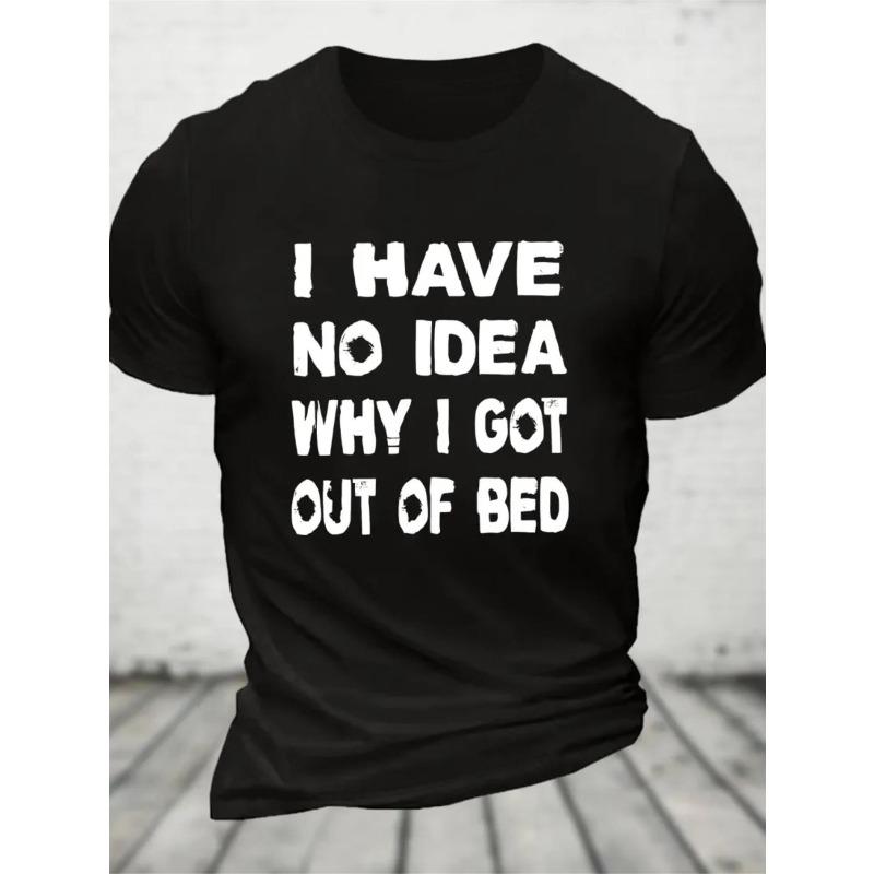 

European Size S Oversized T-Shirt with Funny Slogan Print I Have No Idea Why I Got Out of Bed - Y2K Streetwear Casual Short Sleeve Round Neck Tee S чёрный